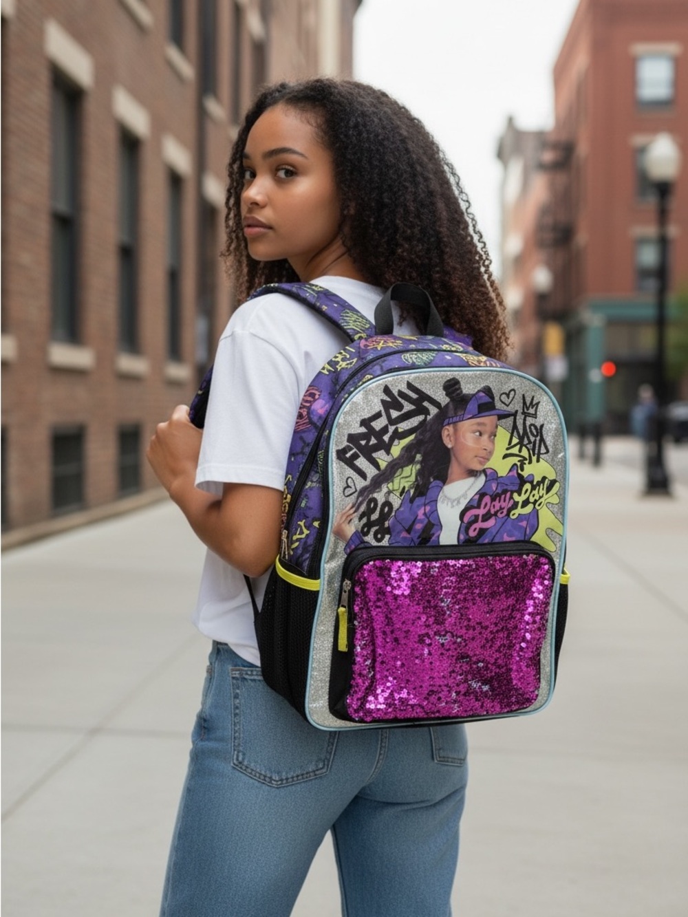 That Girl Lay Lay Glitter Purple Backpack.